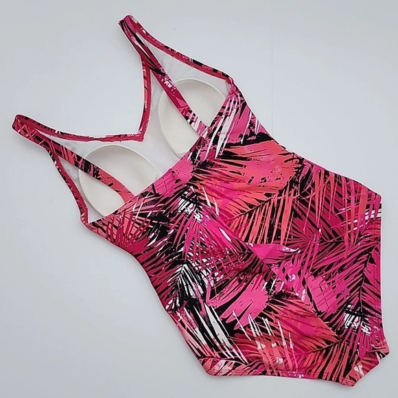 Speedo Women's One Piece Hot Pink Tropical Print Swimsuit Size 8 - Picture 2 of 14